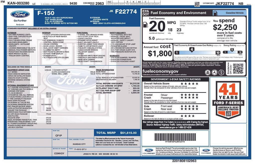 Certified 2018 Ford F150 XLT w/ Equipment Group 302A Luxury image 36