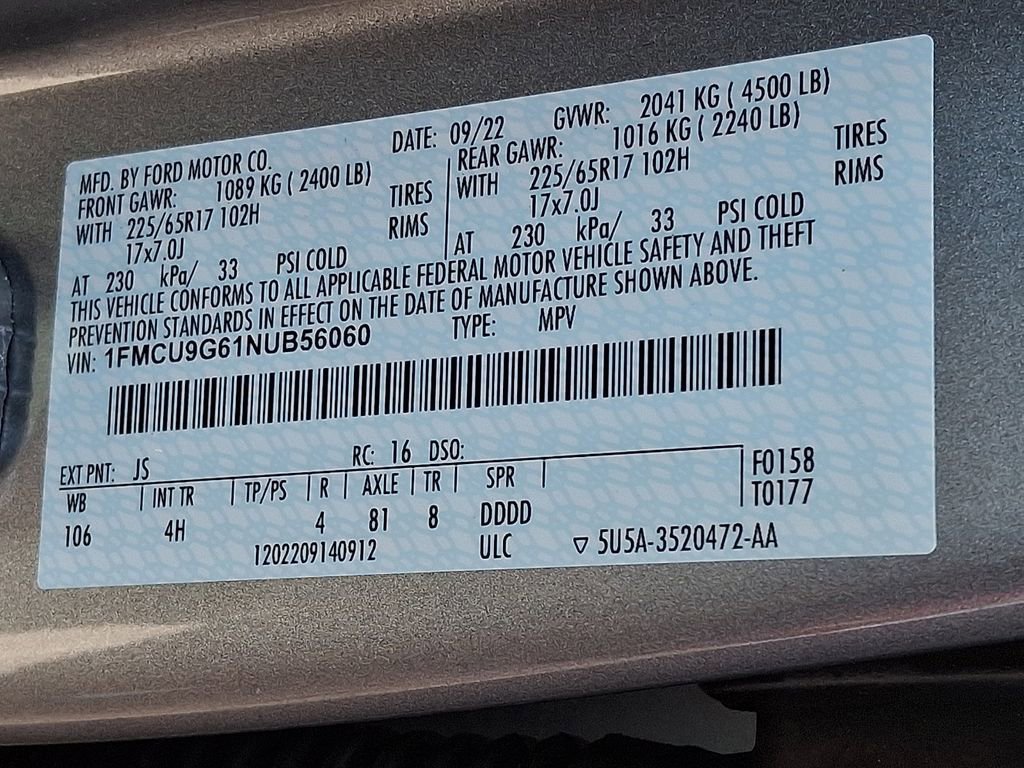 Certified 2022 Ford Escape SE AWD/4WD image 26