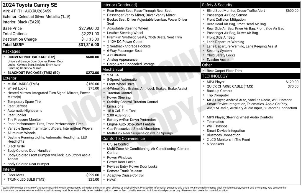 Used 2024 Toyota Camry SE w/ Convenience Package FWD image 3