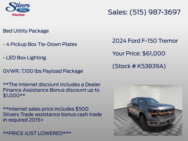 Certified 2024 Ford F150 Tremor w/ Bed Utility Package image 15