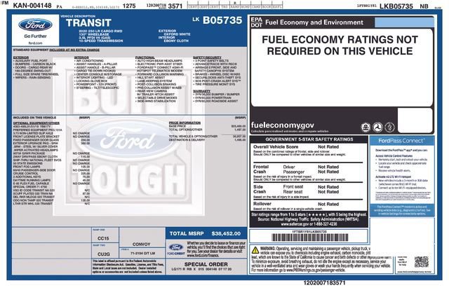 Certified 2020 Ford Transit 250 Low Roof w/ Exterior Upgrade Package image 9