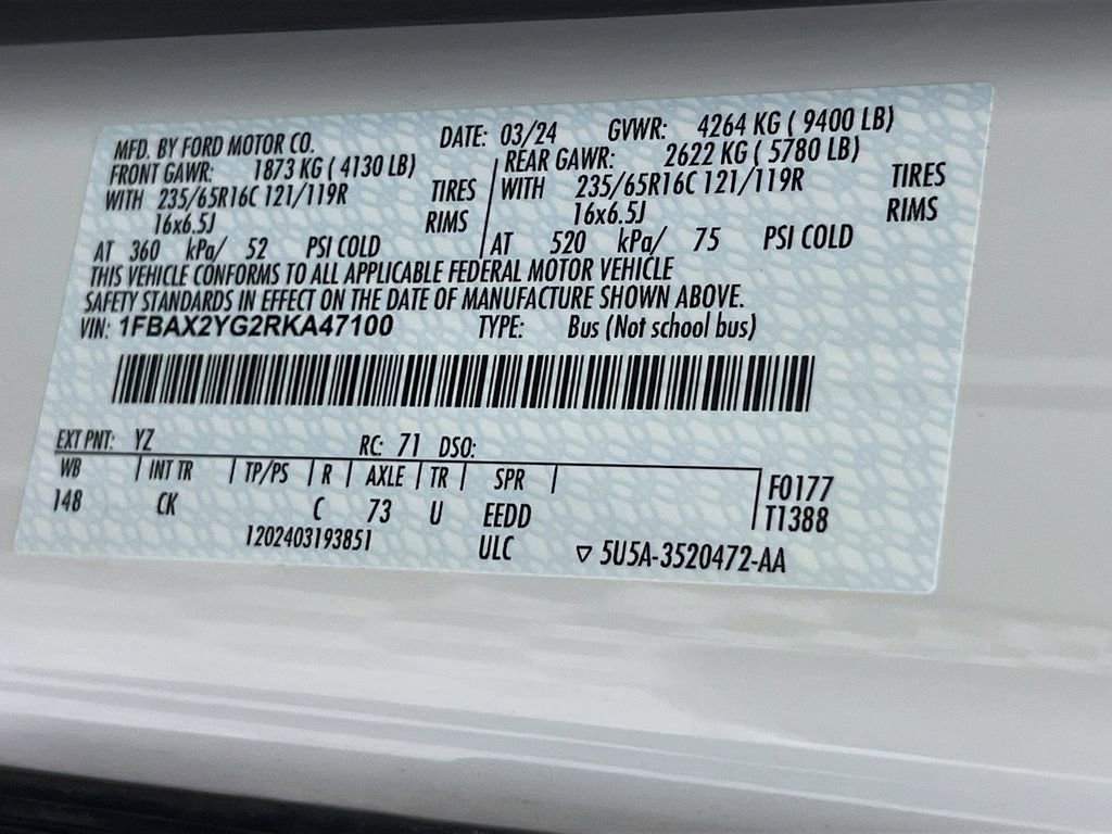 Certified 2024 Ford Transit 350 XLT RWD image 37