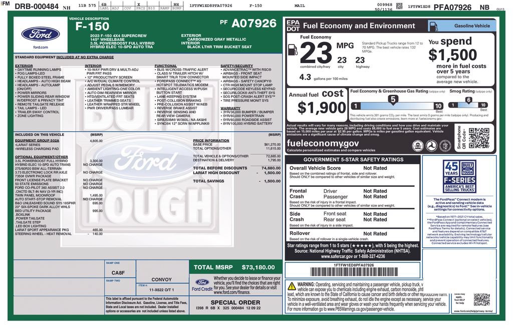 Certified 2023 Ford F150 Lariat w/ Equipment Group 502A High AWD/4WD image 37