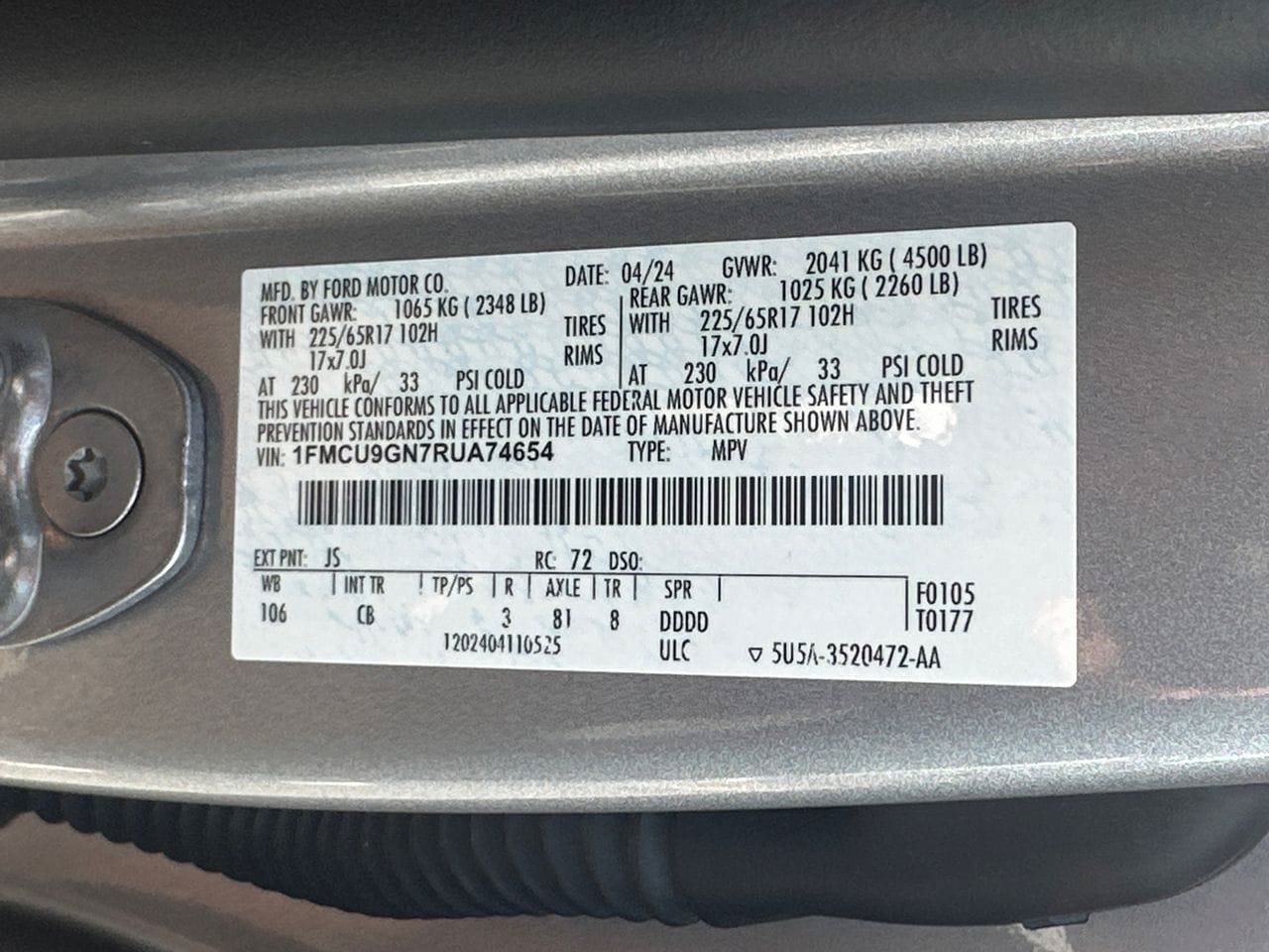 Certified 2024 Ford Escape Active AWD/4WD image 34