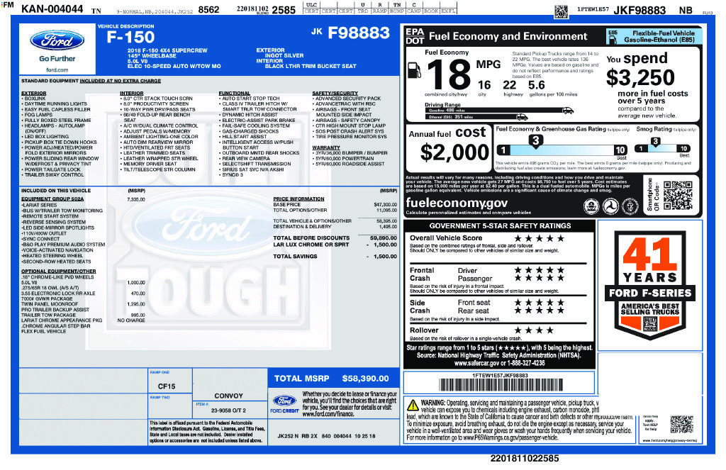 Certified 2018 Ford F150 Lariat w/ Equipment Group 502A Luxury AWD/4WD image 25