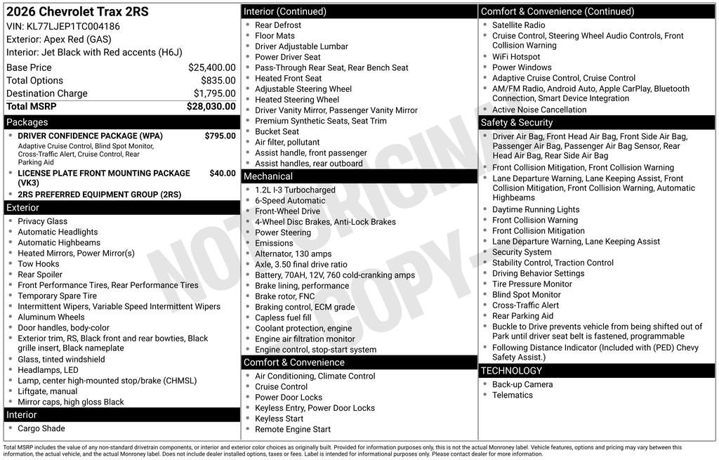 Used 2026 Chevrolet Trax RS w/ Driver Confidence Package FWD image 12