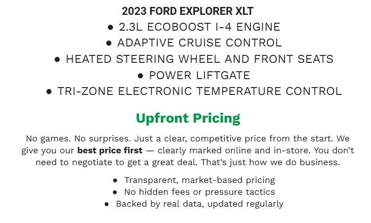 Certified 2023 Ford Explorer XLT w/ Equipment Group 202A AWD/4WD image 2