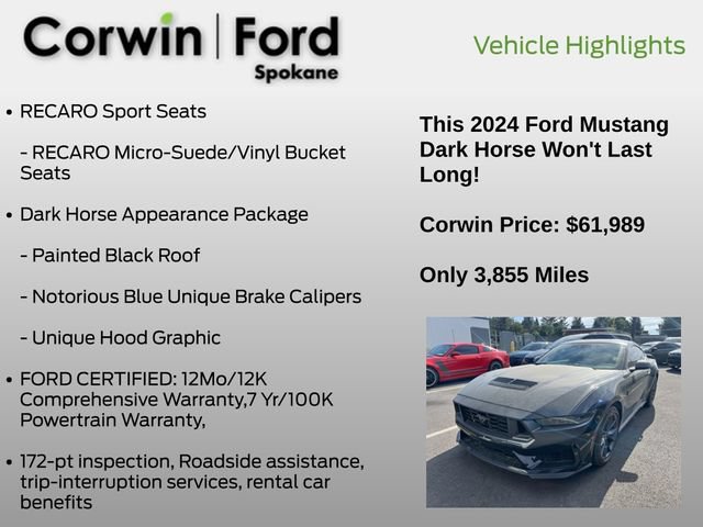Certified 2024 Ford Mustang Dark Horse RWD image 6