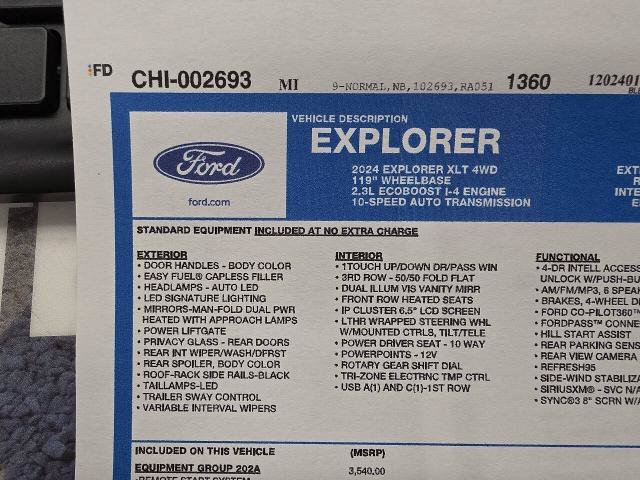Certified 2024 Ford Explorer XLT w/ Equipment Group 202A AWD/4WD image 27