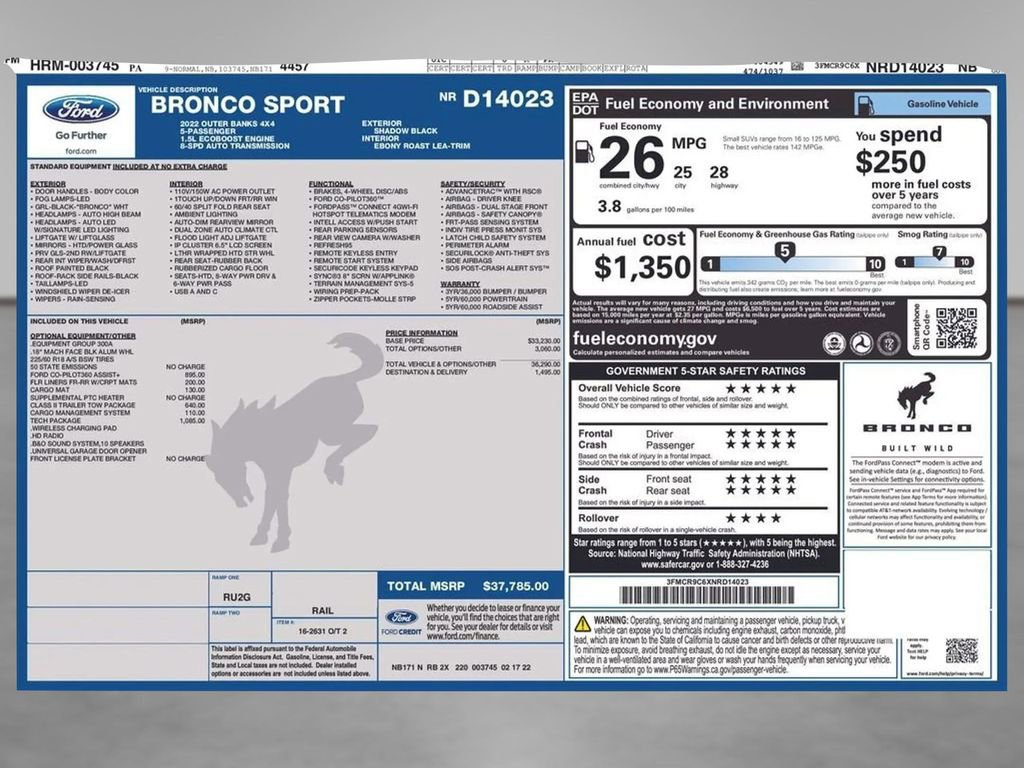 Certified 2022 Ford Bronco Sport Outer Banks w/ Tech Package image 2