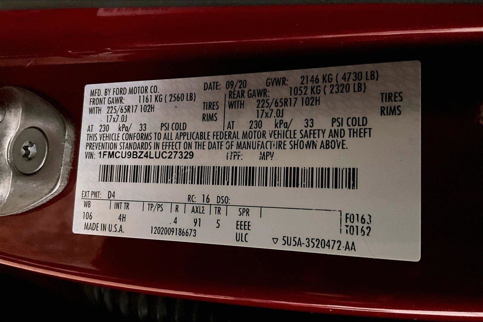 Certified 2020 Ford Escape SE Sport image 32