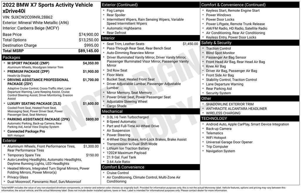 Used 2022 BMW X7 xDrive40i w/ M Sport Package AWD/4WD image 7