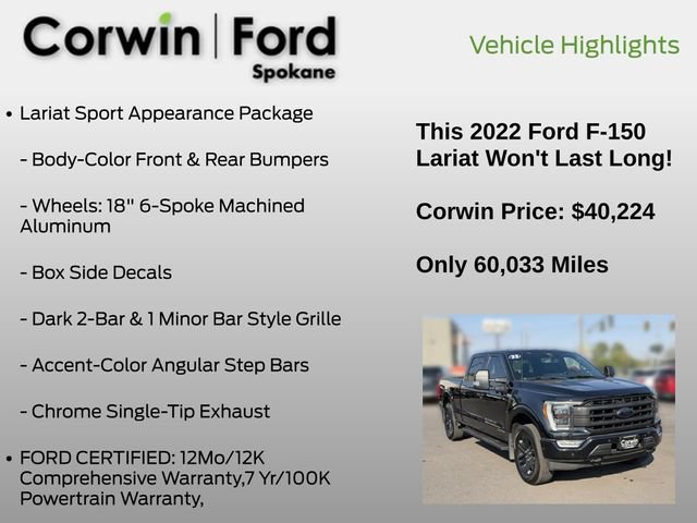 Certified 2022 Ford F150 Lariat w/ Equipment Group 502A High AWD/4WD image 25