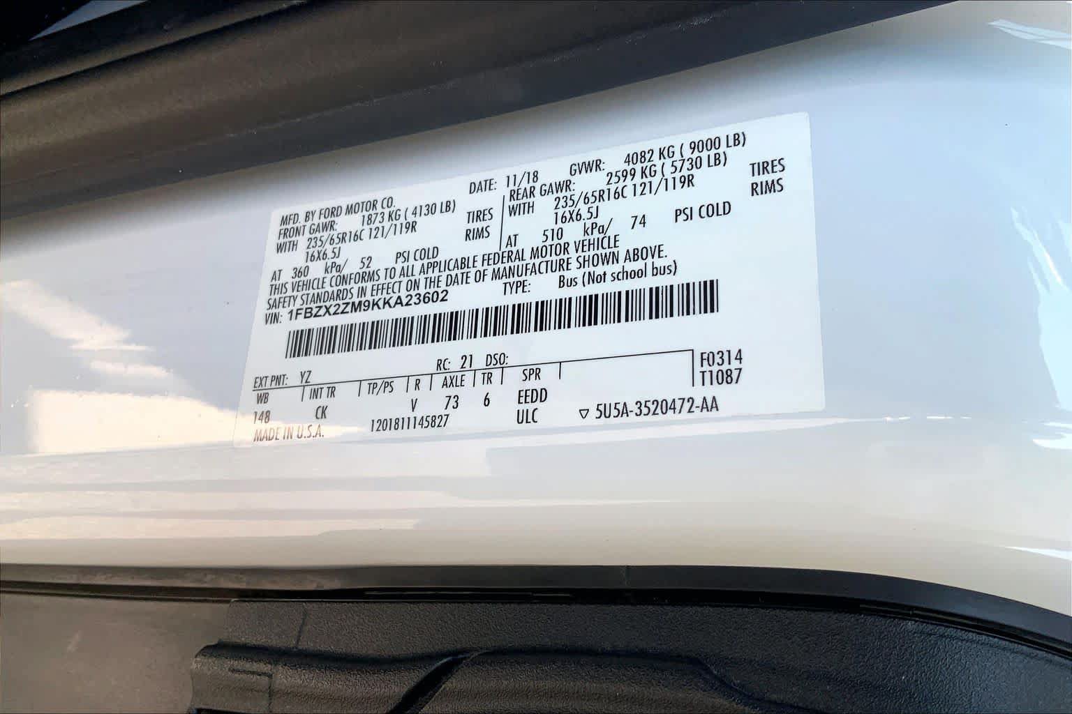 Certified 2019 Ford Transit 350 XLT RWD image 28