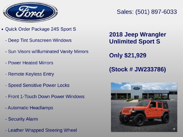 Used 2018 Jeep Wrangler Unlimited Sport S AWD/4WD image 6