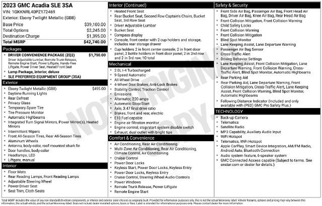 Used 2023 GMC Acadia SLE w/ Driver Convenience Package AWD/4WD image 12