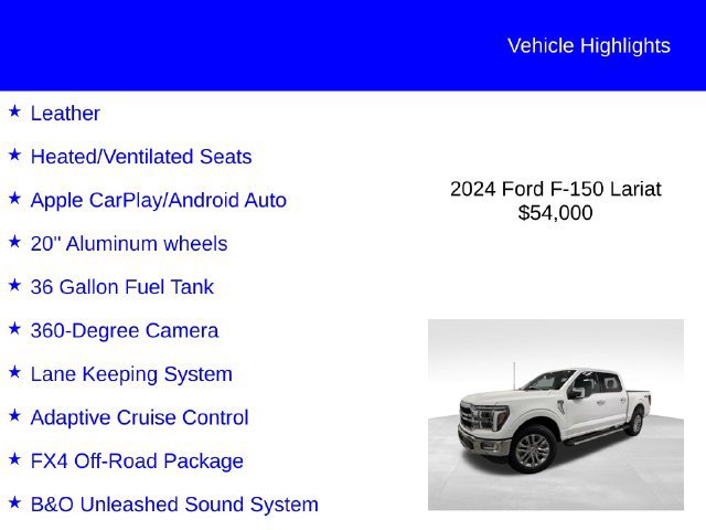 Certified 2024 Ford F150 Lariat w/ Equipment Group 502A High AWD/4WD image 3