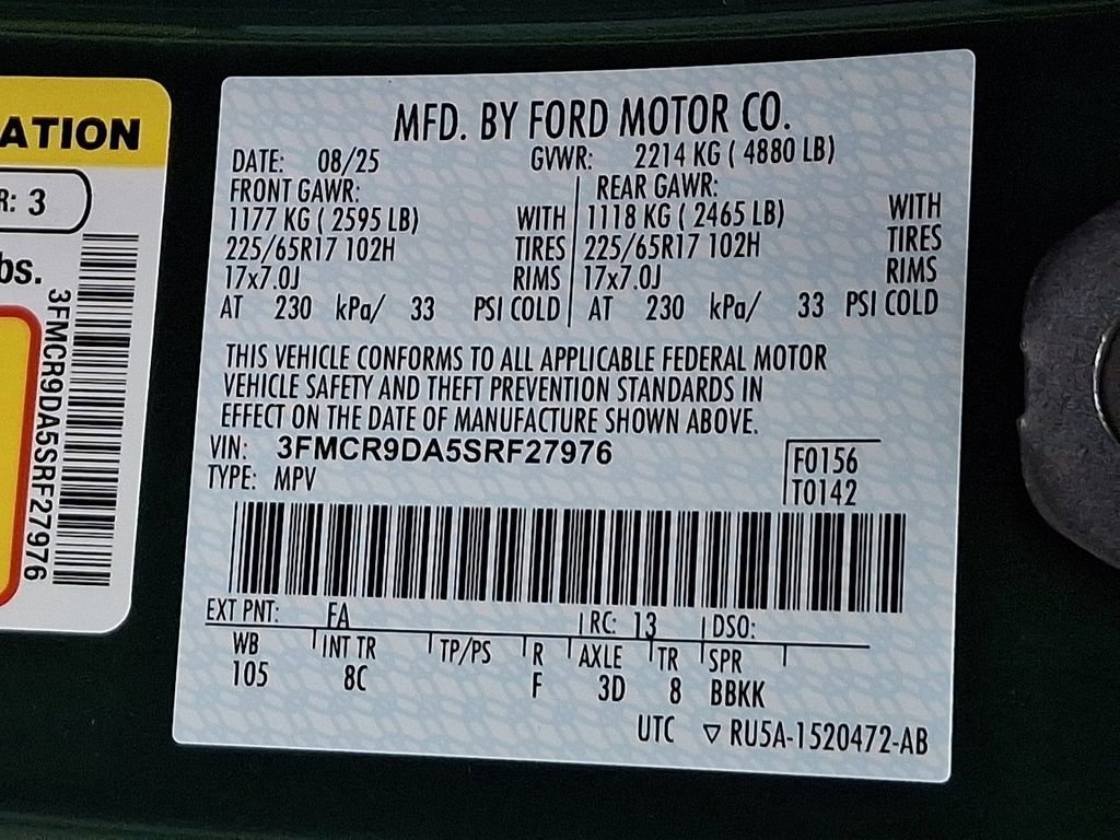 Certified 2025 Ford Bronco Sport Badlands w/ Badlands Tech Package AWD/4WD image 28
