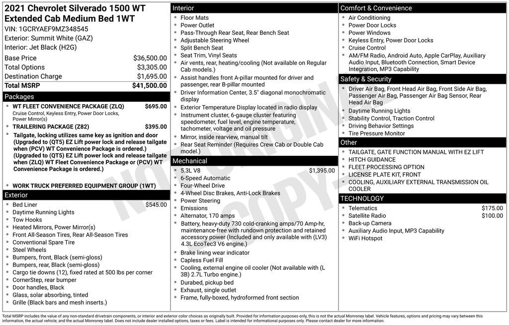 Used 2021 Chevrolet Silverado 1500 W/T w/ WT Fleet Convenience Package image 5