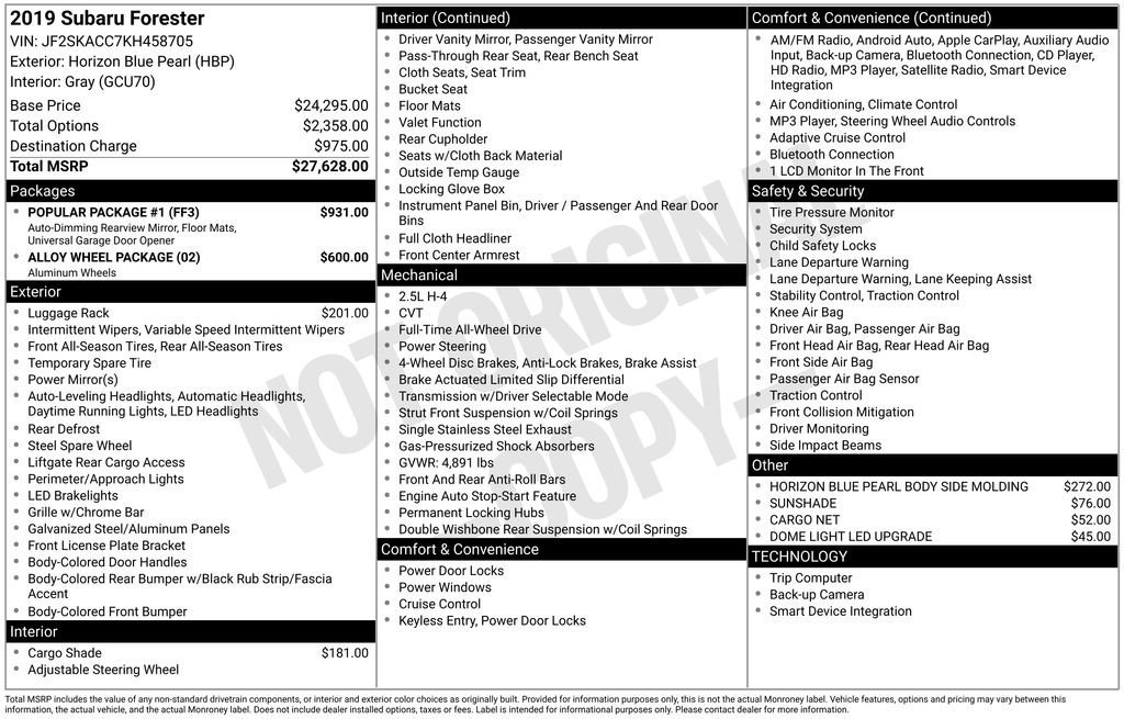 Used 2019 Subaru Forester w/ Popular Package #1 image 10