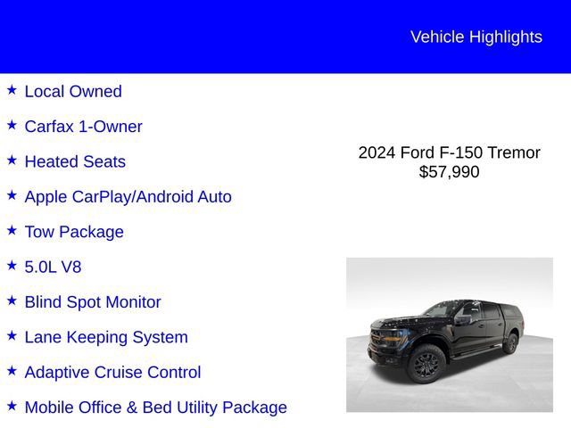 Certified 2024 Ford F150 Tremor w/ Bed Utility Package AWD/4WD image 3