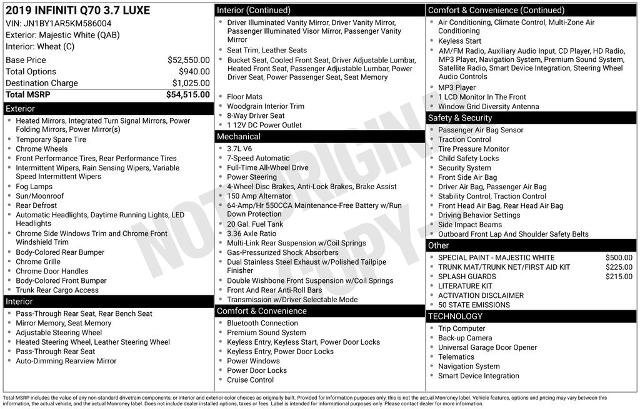 Used 2019 INFINITI Q70 Luxe image 8