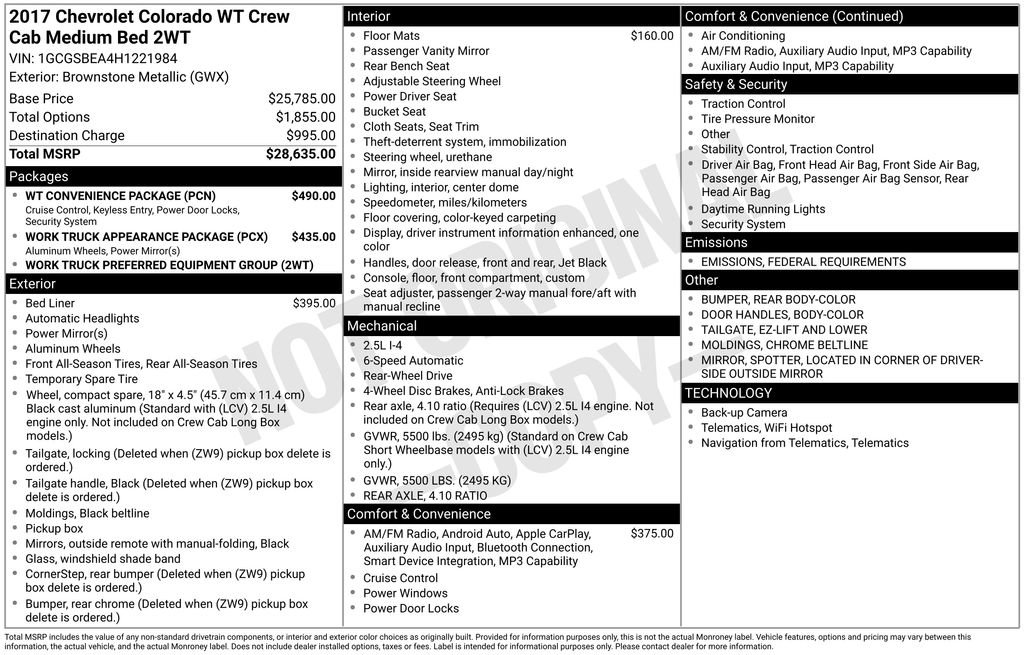 Used 2017 Chevrolet Colorado W/T w/ WT Convenience Package image 7