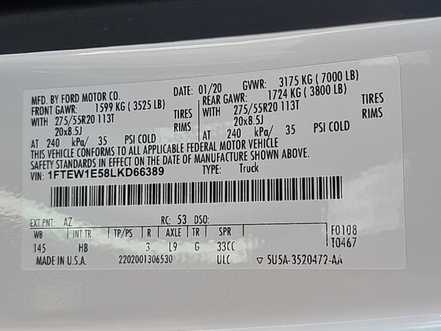 Certified 2020 Ford F150 Lariat w/ Equipment Group 502A Luxury AWD/4WD image 39