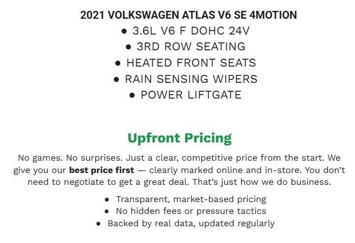 Used 2021 Volkswagen Atlas SE AWD/4WD image 2