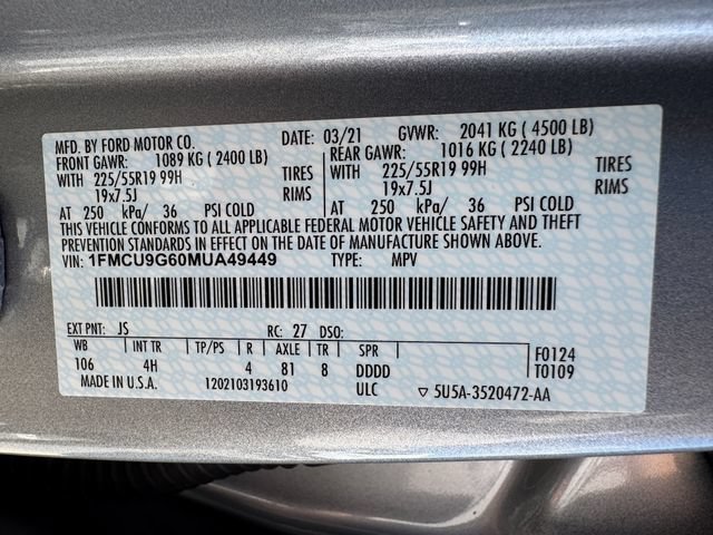 Certified 2021 Ford Escape SE w/ SE Sport Appearance Package AWD/4WD image 28