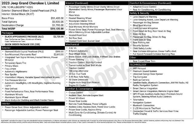 Used 2023 Jeep Grand Cherokee L Limited w/ Black Appearance Package RWD image 33