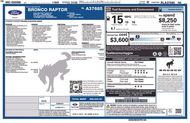 Certified 2024 Ford Bronco Raptor AWD/4WD image 67