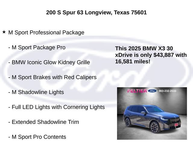 Used 2025 BMW X3 xDrive30i w/ M Sport Package AWD/4WD image 10