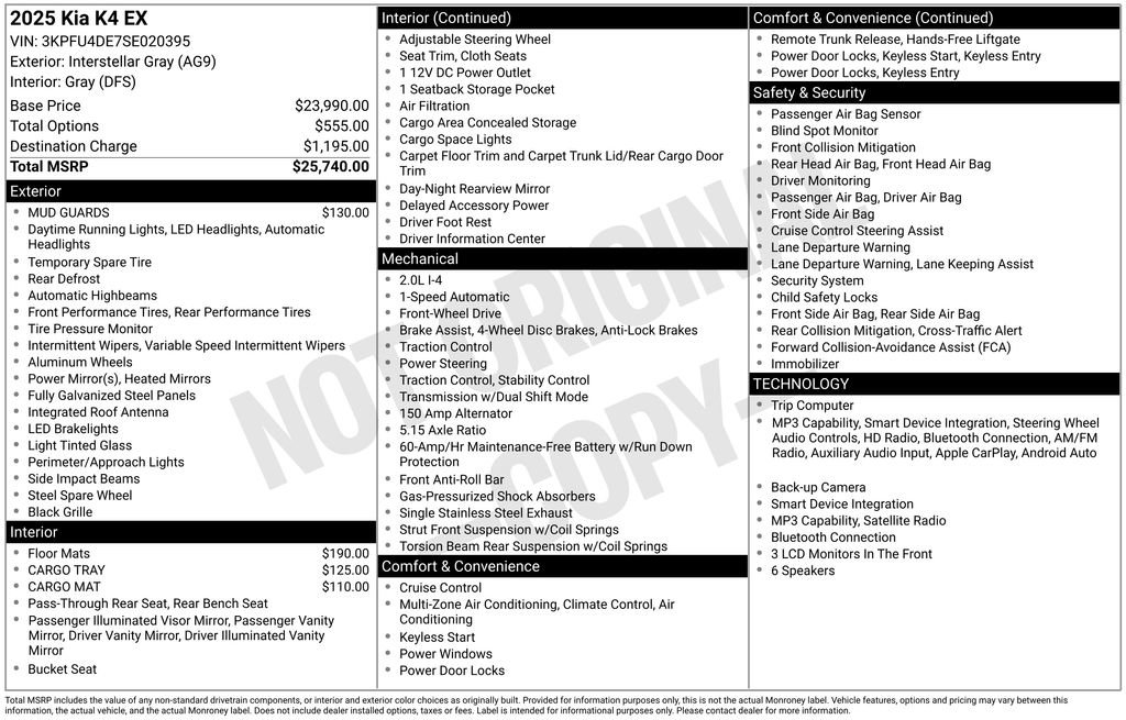 Used 2025 Kia K4 EX FWD image 7
