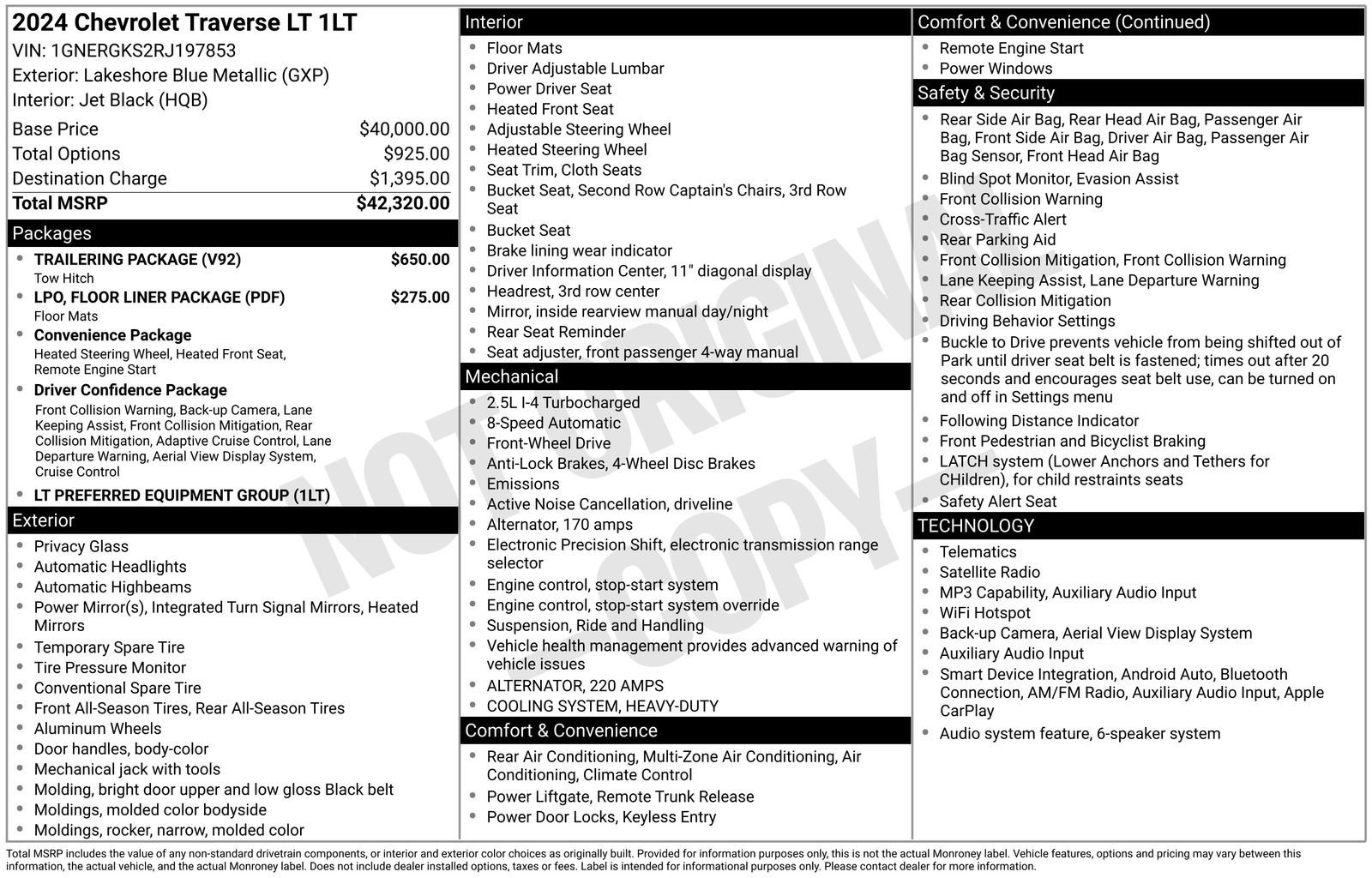 Used 2024 Chevrolet Traverse LT w/ Trailering Package image 33
