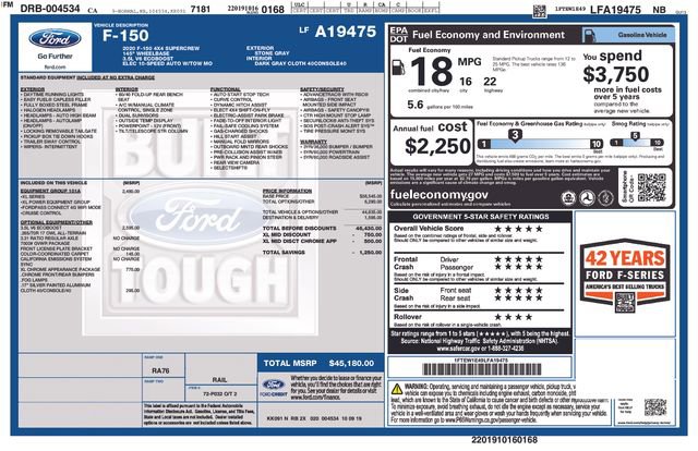 Certified 2020 Ford F150 XL w/ Equipment Group 101A Mid image 20