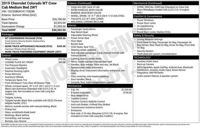 Used 2019 Chevrolet Colorado W/T w/ WT Convenience Package RWD image 2