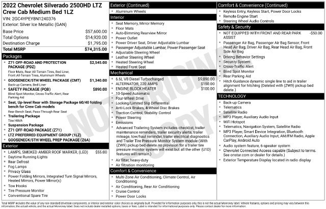 Used 2022 Chevrolet Silverado 2500 LTZ AWD/4WD image 45