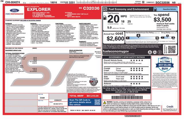 Certified 2025 Ford Explorer ST w/ Sun And Sound Package AWD/4WD image 37