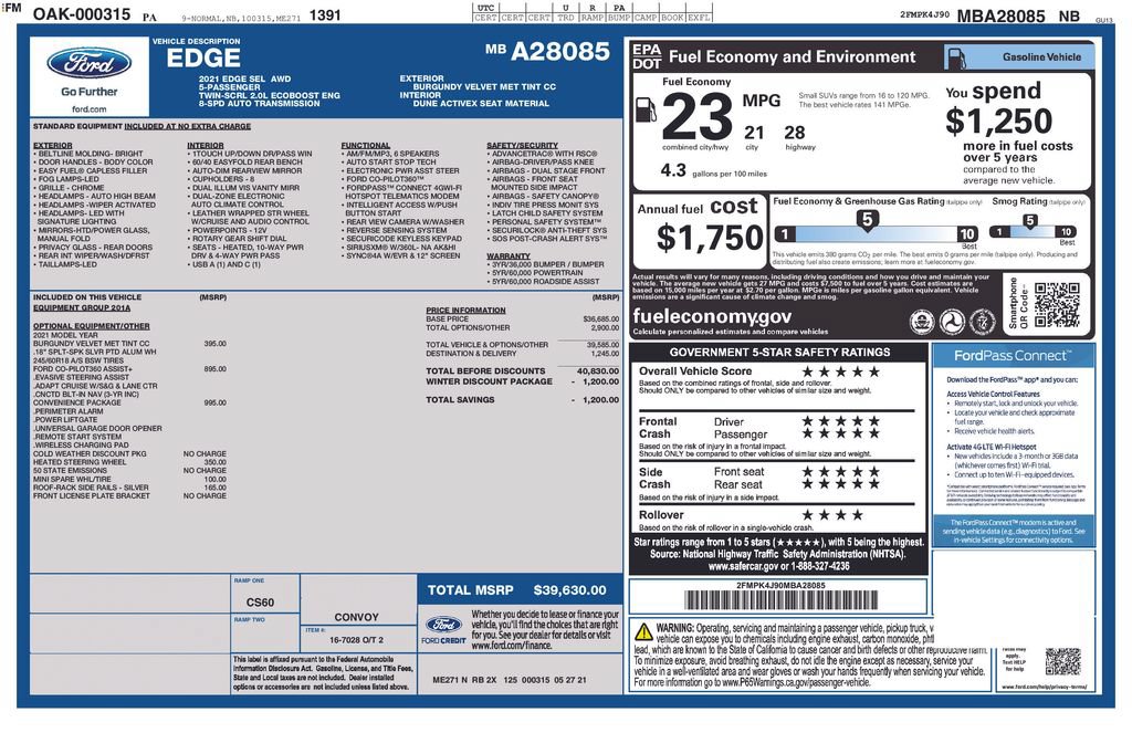Certified 2021 Ford Edge SEL w/ Convenience Package AWD/4WD image 31