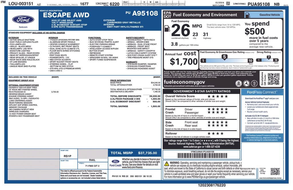 Certified 2023 Ford Escape ST-Line Select w/ Tech Pack #2 AWD/4WD image 38
