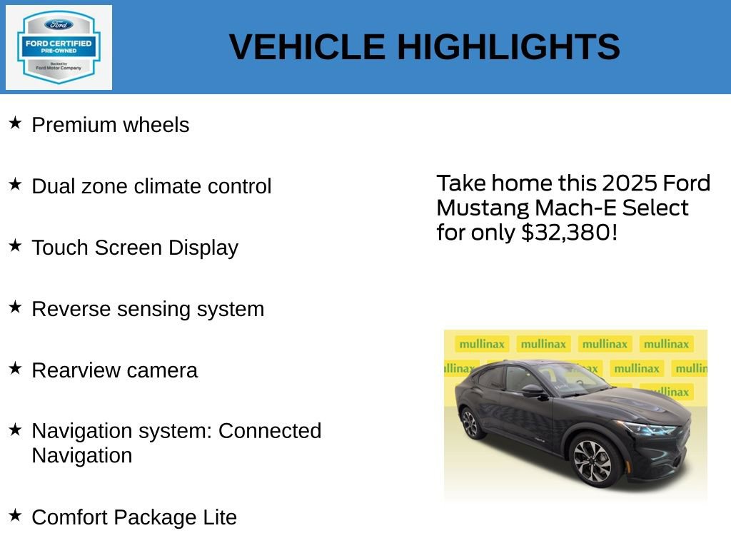 Certified 2025 Ford Mustang Mach-E Select w/ Comfort Package Lite RWD image 21
