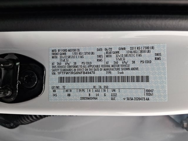 Certified 2022 Ford F150 Raptor w/ Raptor 37 Performance Package AWD/4WD image 32