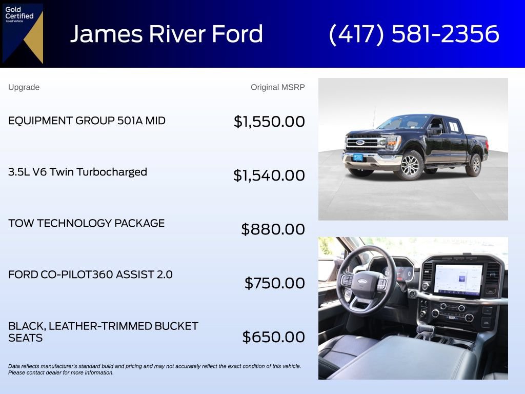 Certified 2022 Ford F150 Lariat w/ Equipment Group 501A Mid AWD/4WD image 6