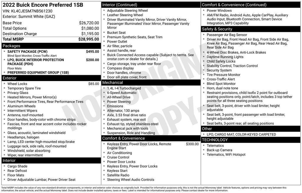 Used 2022 Buick Encore Preferred w/ Safety Package AWD/4WD image 6