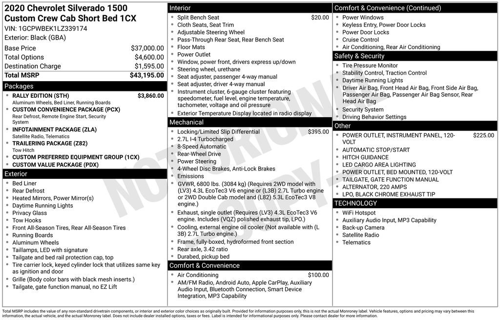 Used 2020 Chevrolet Silverado 1500 Custom w/ Rally Edition RWD image 9