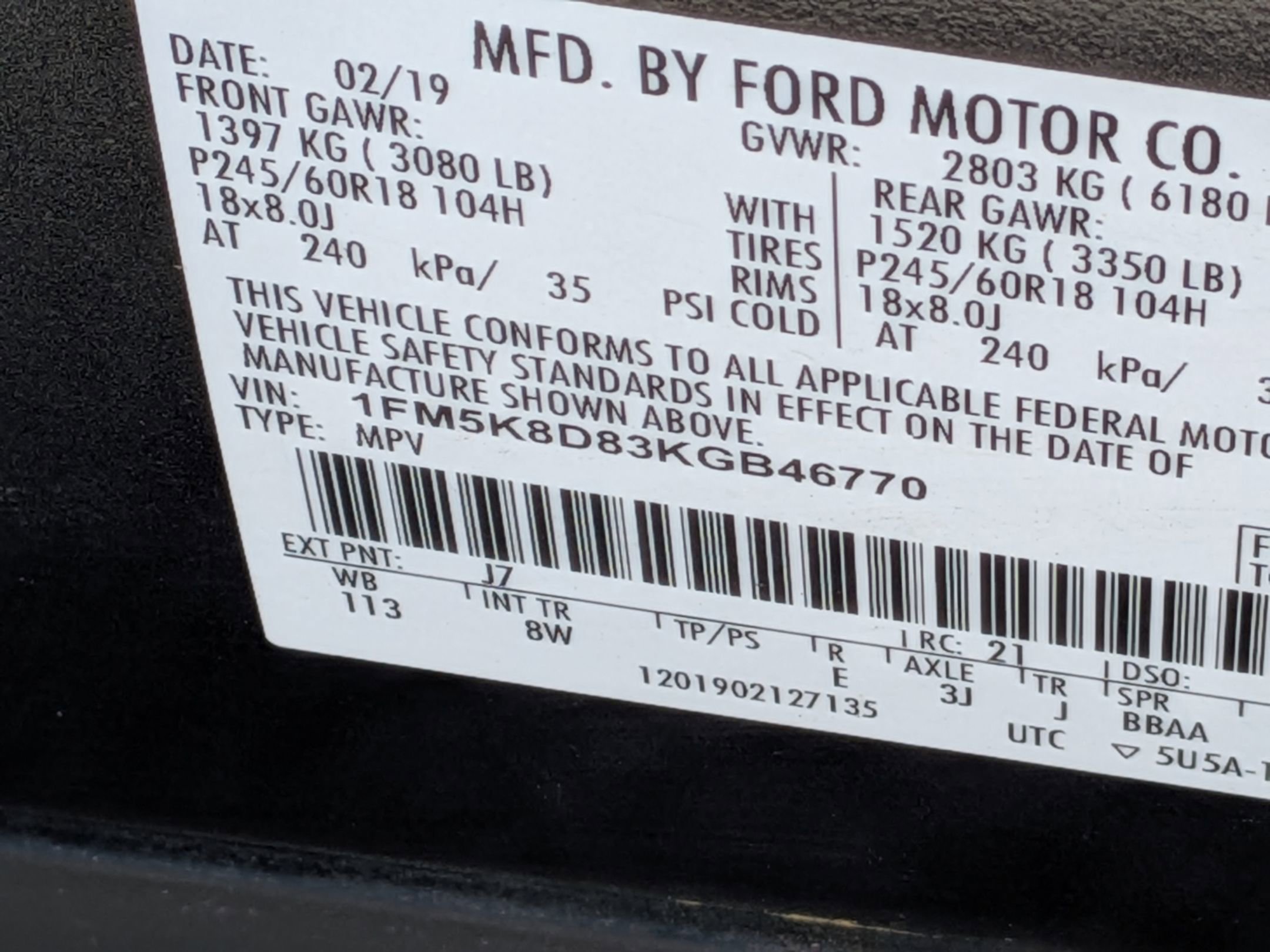 Certified 2019 Ford Explorer XLT w/ Equipment Group 201A image 37