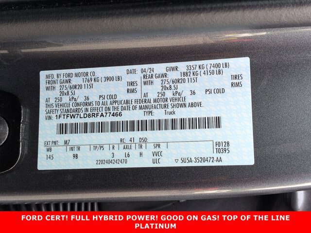 Certified 2024 Ford F150 Platinum w/ FX4 Off-Road Package AWD/4WD image 30