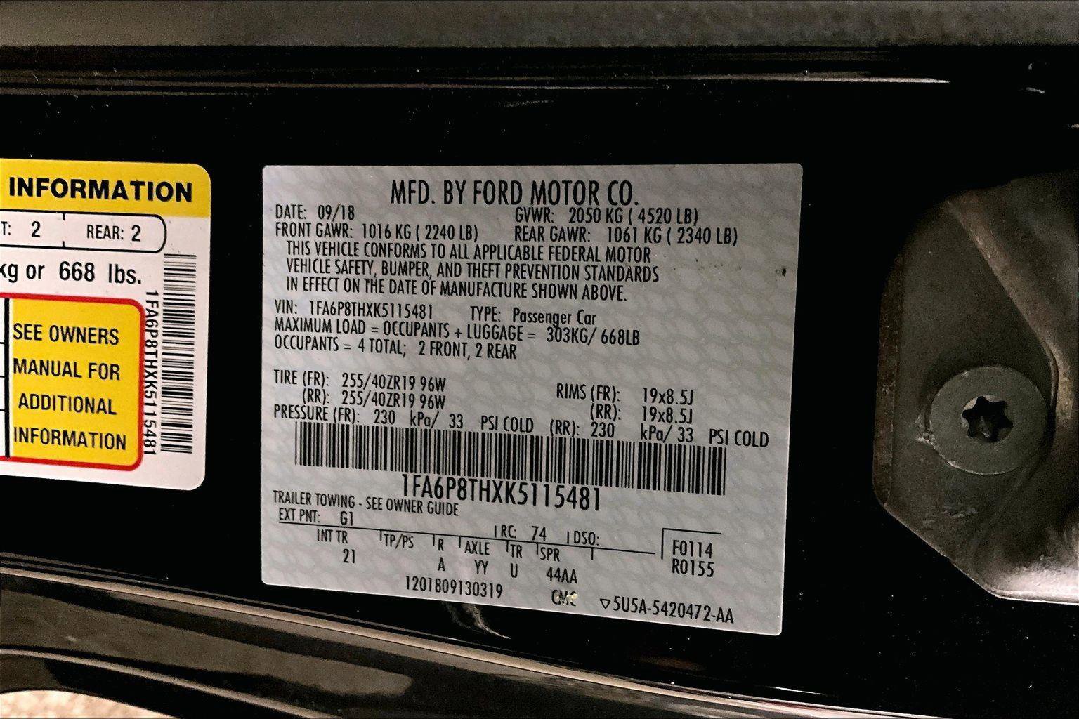 Certified 2019 Ford Mustang Coupe w/ Black Accent Package image 32