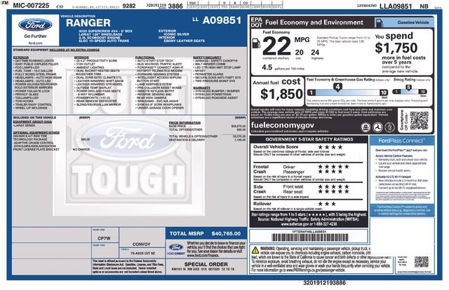 Certified 2020 Ford Ranger Lariat w/ Technology Package AWD/4WD image 5